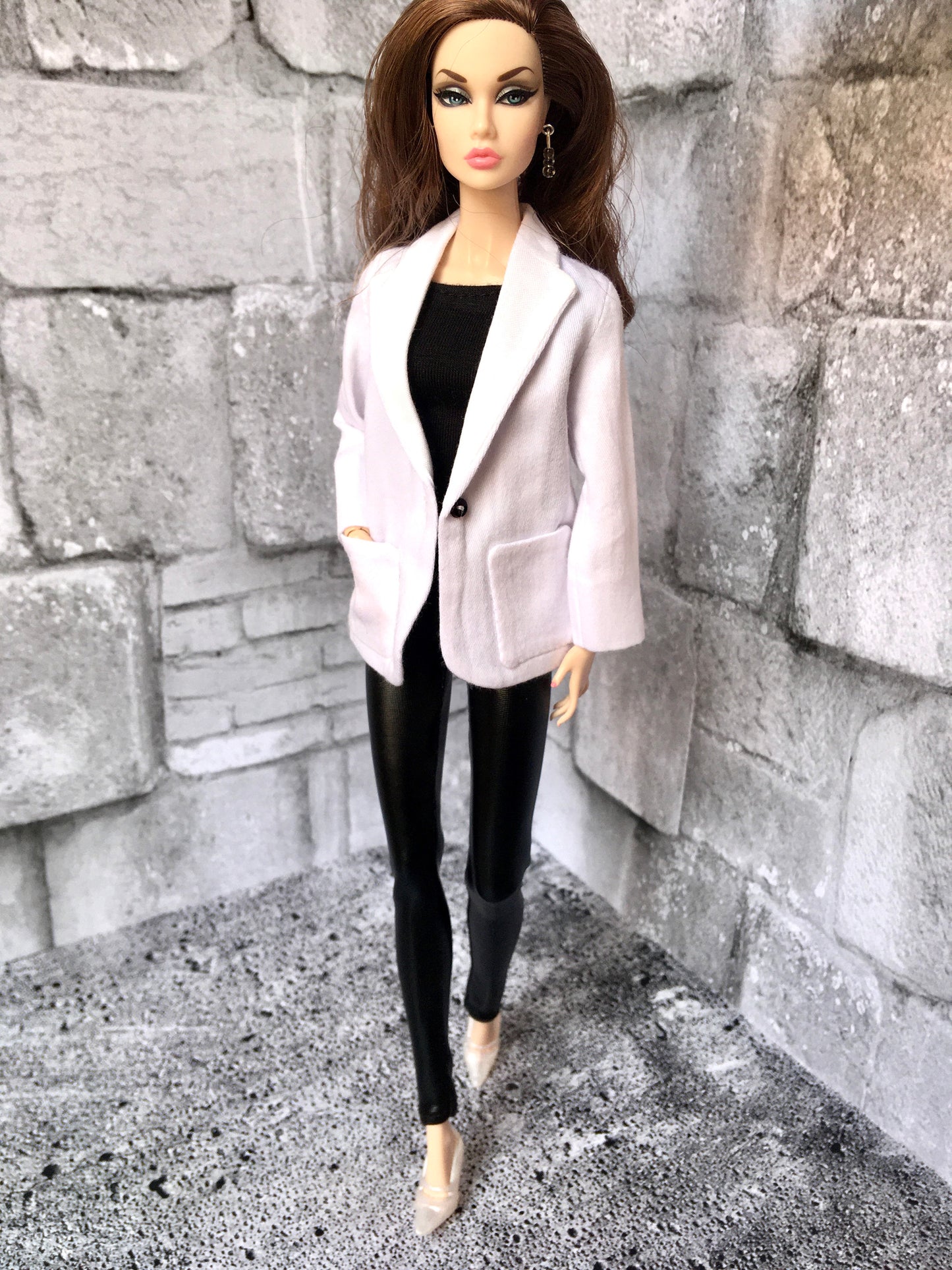 BQ-ALBA – White Minimalist Blazer for 11.5–12" 1/6 Scale Fashion Dolls
