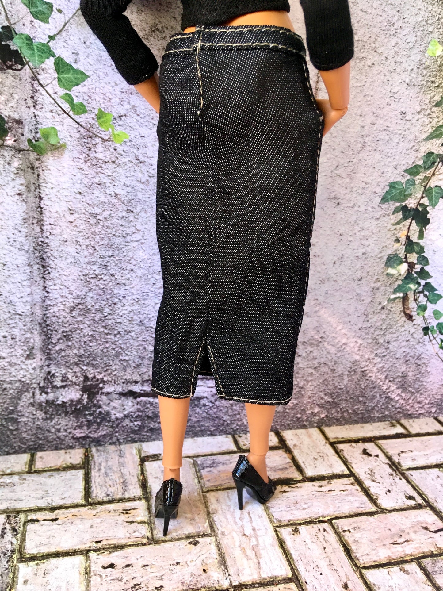 BQ-ALVI – Thin Denim Midi Skirt for 11" 1/6 Scale Curvy Fashion Dolls – 3 Colors