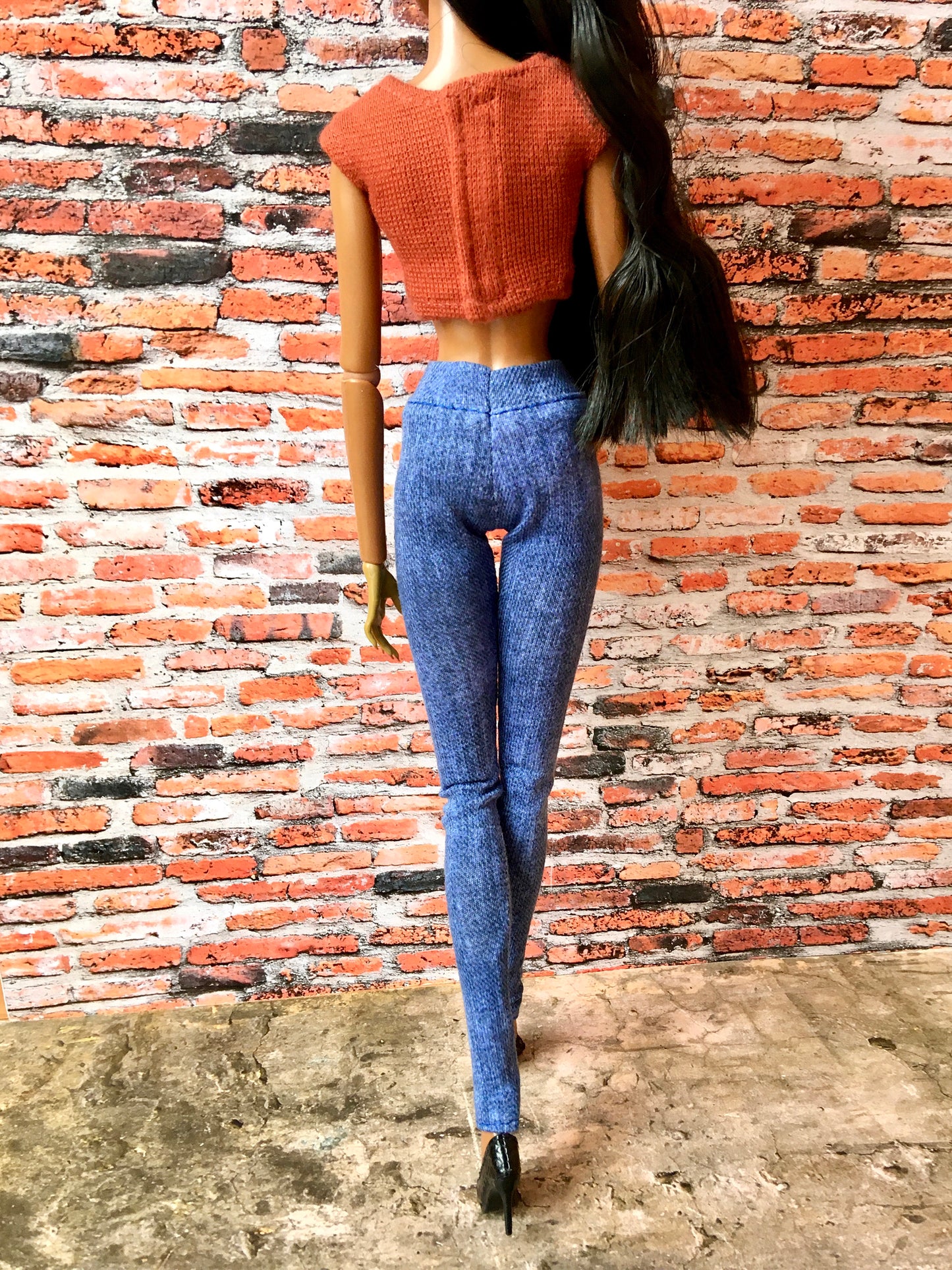 BQ-AZURE – Slim Blue Stretch Jeggings for 12.5" Fashion Dolls - www.bouutique.com