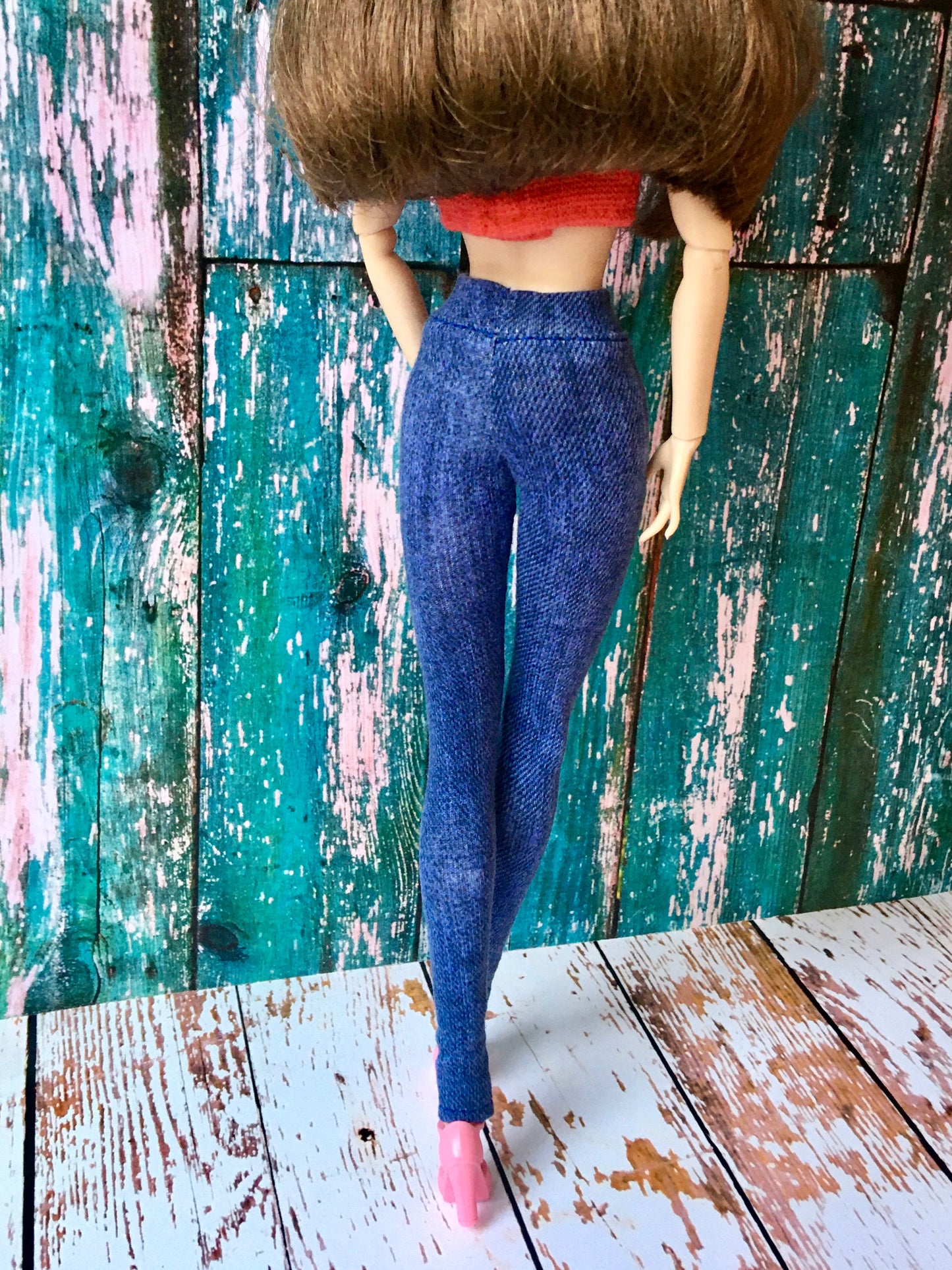 BQ-AZURE – Slim Blue Stretch Jeggings for 12" 1/6 Scale Fashion Dolls - www.bouutique.com