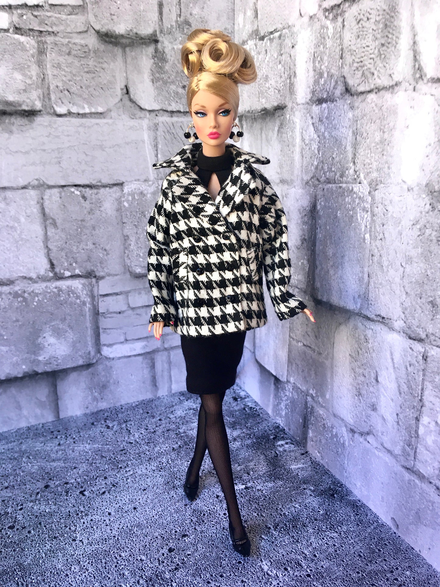 BQ-BLAIRE – Houndstooth Peacoat for 12" 1/6 Scale Fashion Dolls