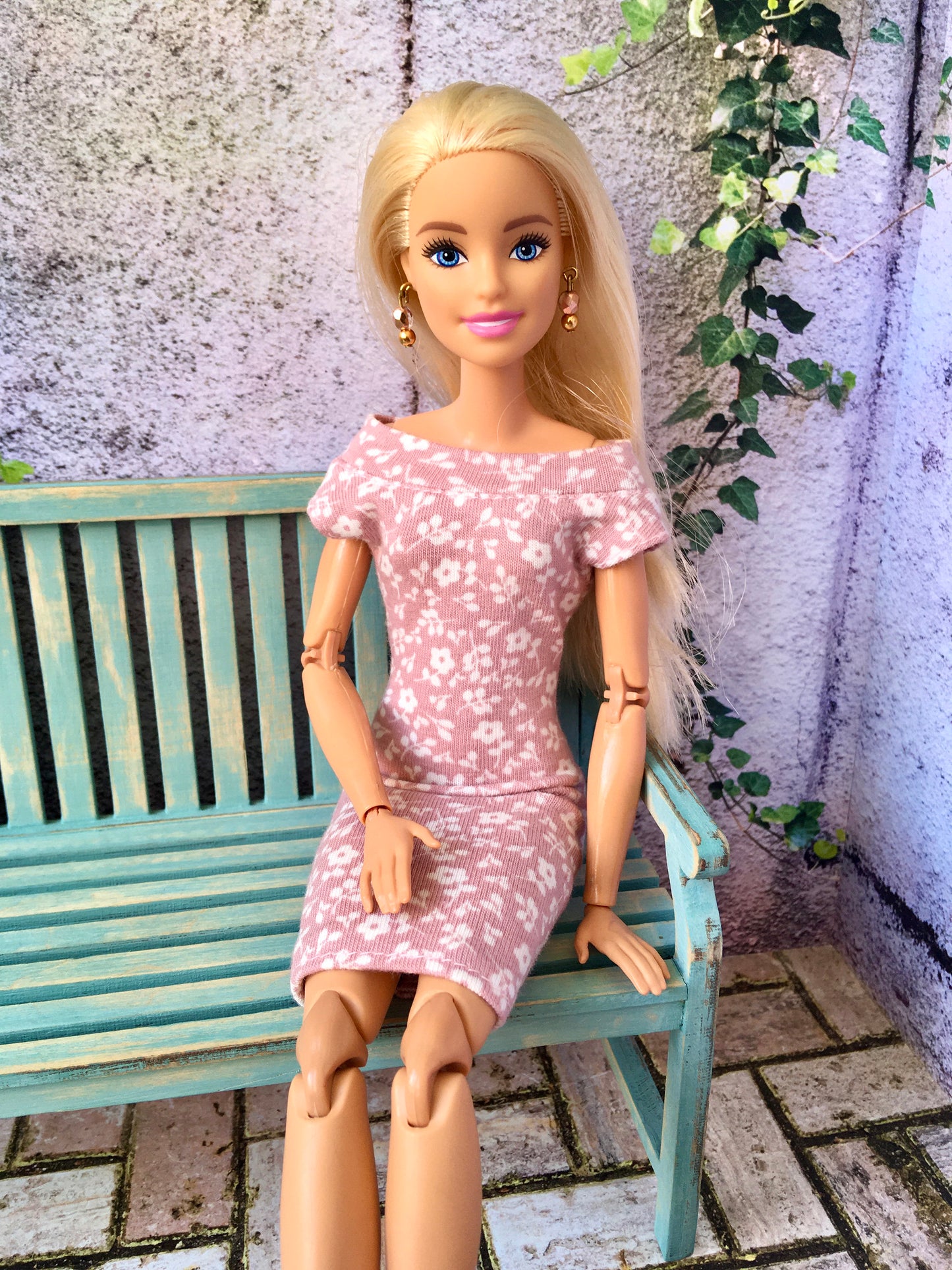 BQ-FLOWER – Floral Midi Off-Shoulder Dress for 11.5" 1/6 Scale Fashion Dolls - www.bouutique.com