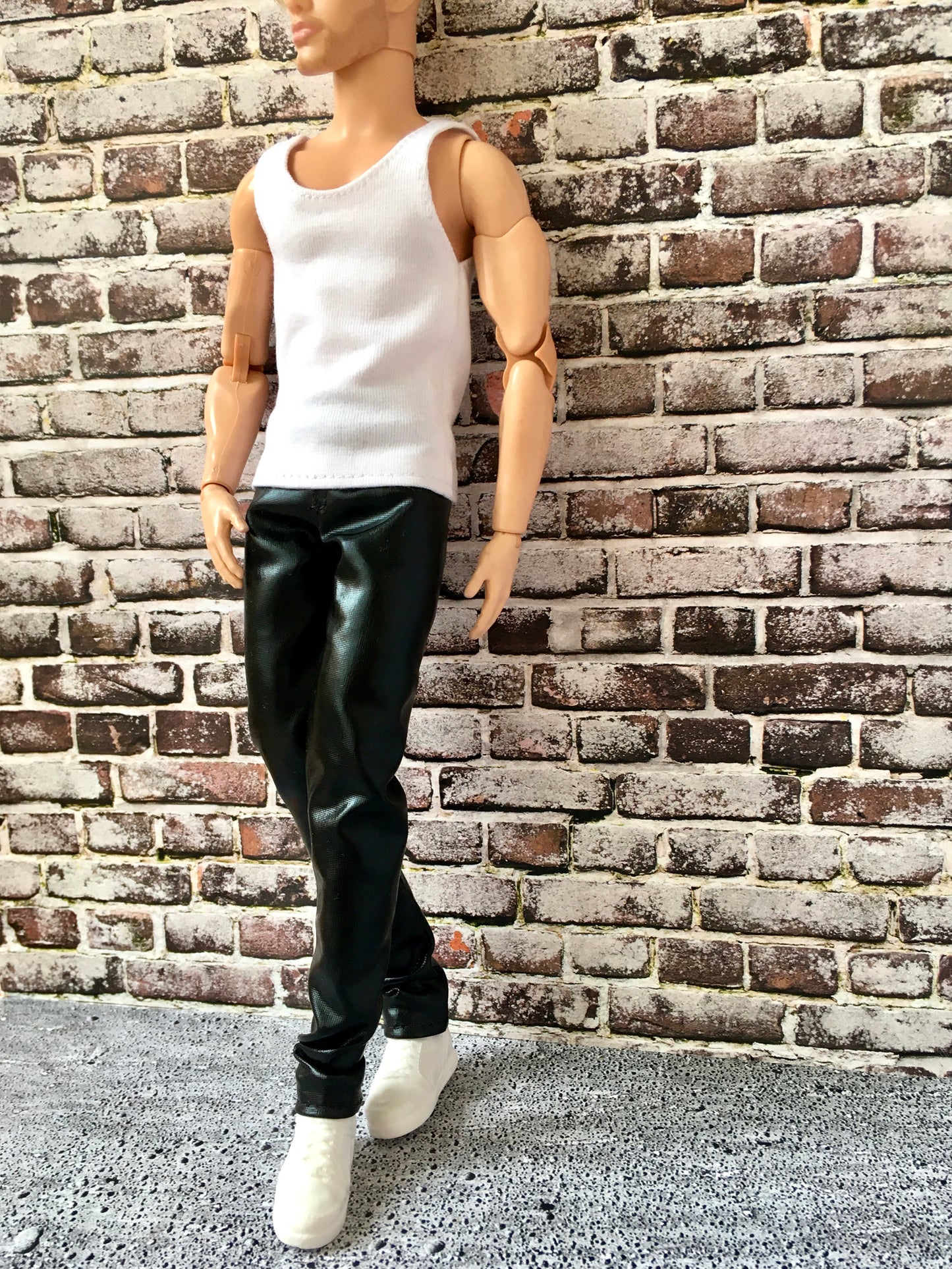 BQ-GLEAM – Glossy Faux Leather Pants for 12" 1/6 Scale Ken Dolls