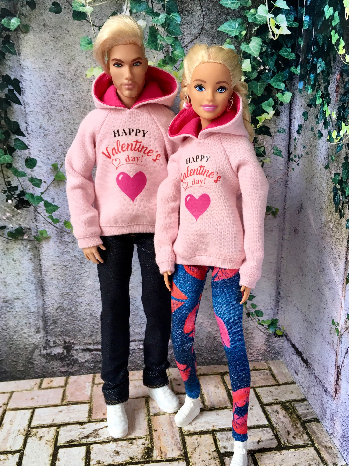 BQ-LOVE – Heart Print Hoodie for 12" 1/6 Scale Ken Dolls