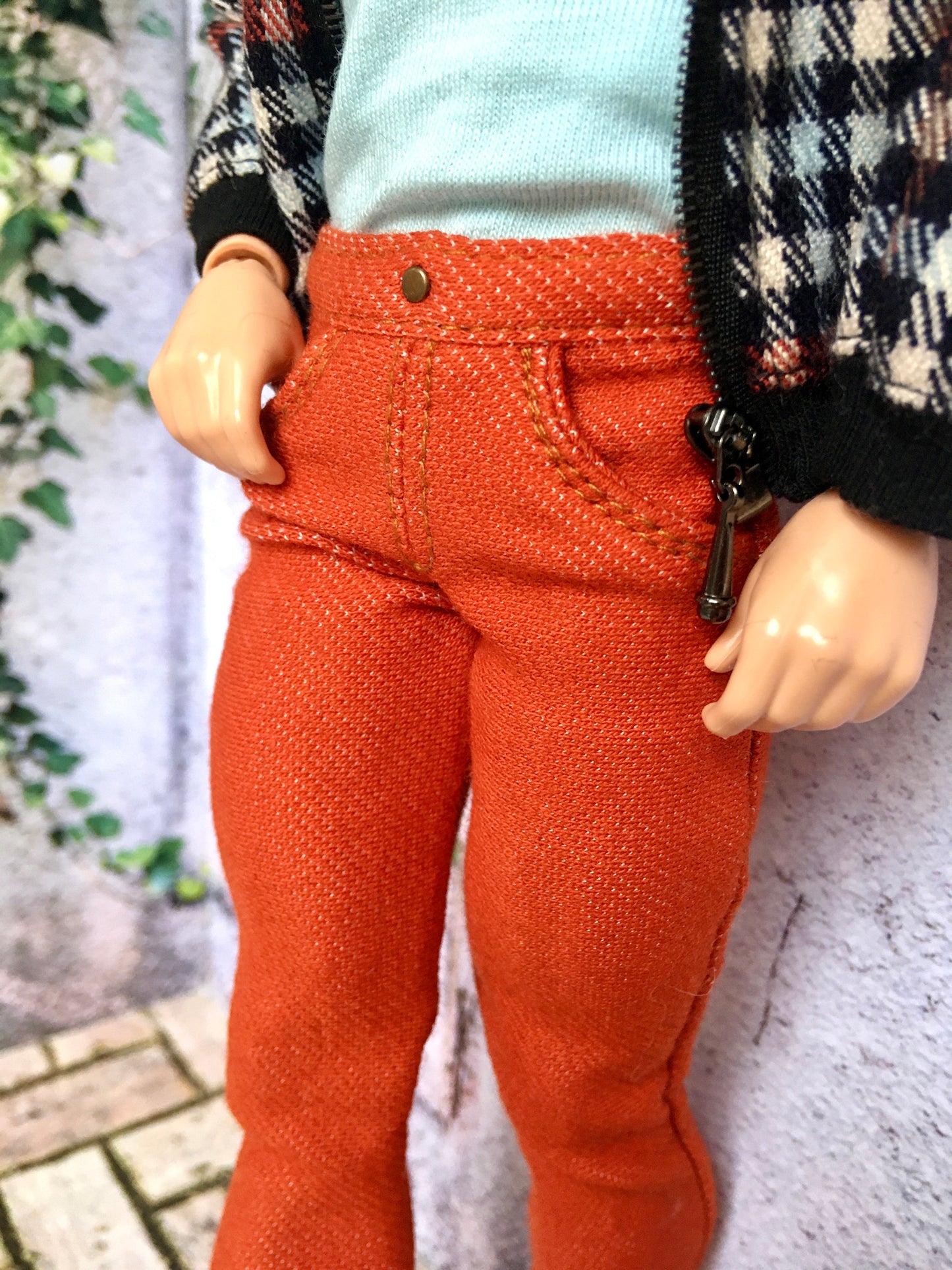 BQ-NOIRIX – Orange Stretch Slim Jeans for 12" 1/6 Scale Ken Dolls