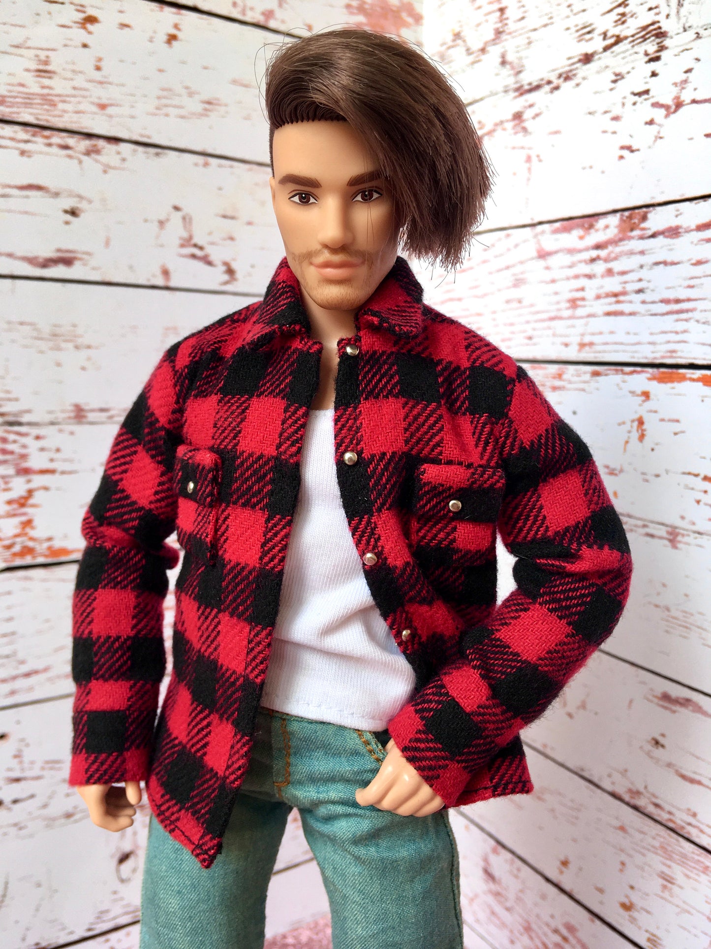 BQ-TAREN – Plaid Flannel Shirt for 12" 1/6 Scale Ken Dolls