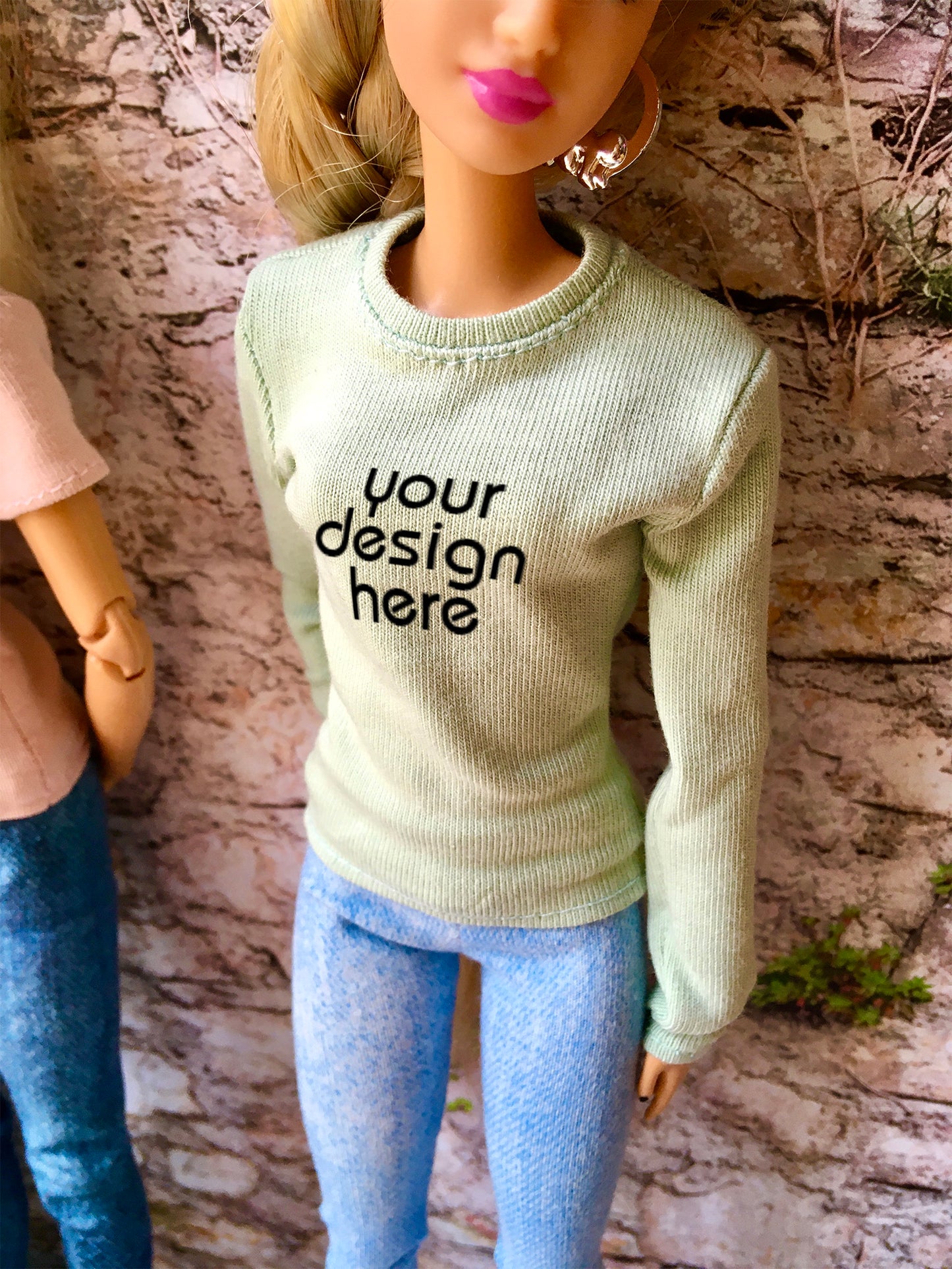 Base Custom Print Crew-neck T-shirt for Dolls 1/6-scale, 11.5 Inch, many colors