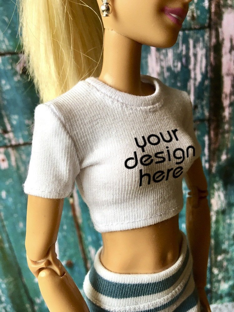 Staple Custom Print Crop T-shirt for Dolls 1/6-scale, 11.5 Inch, many colors