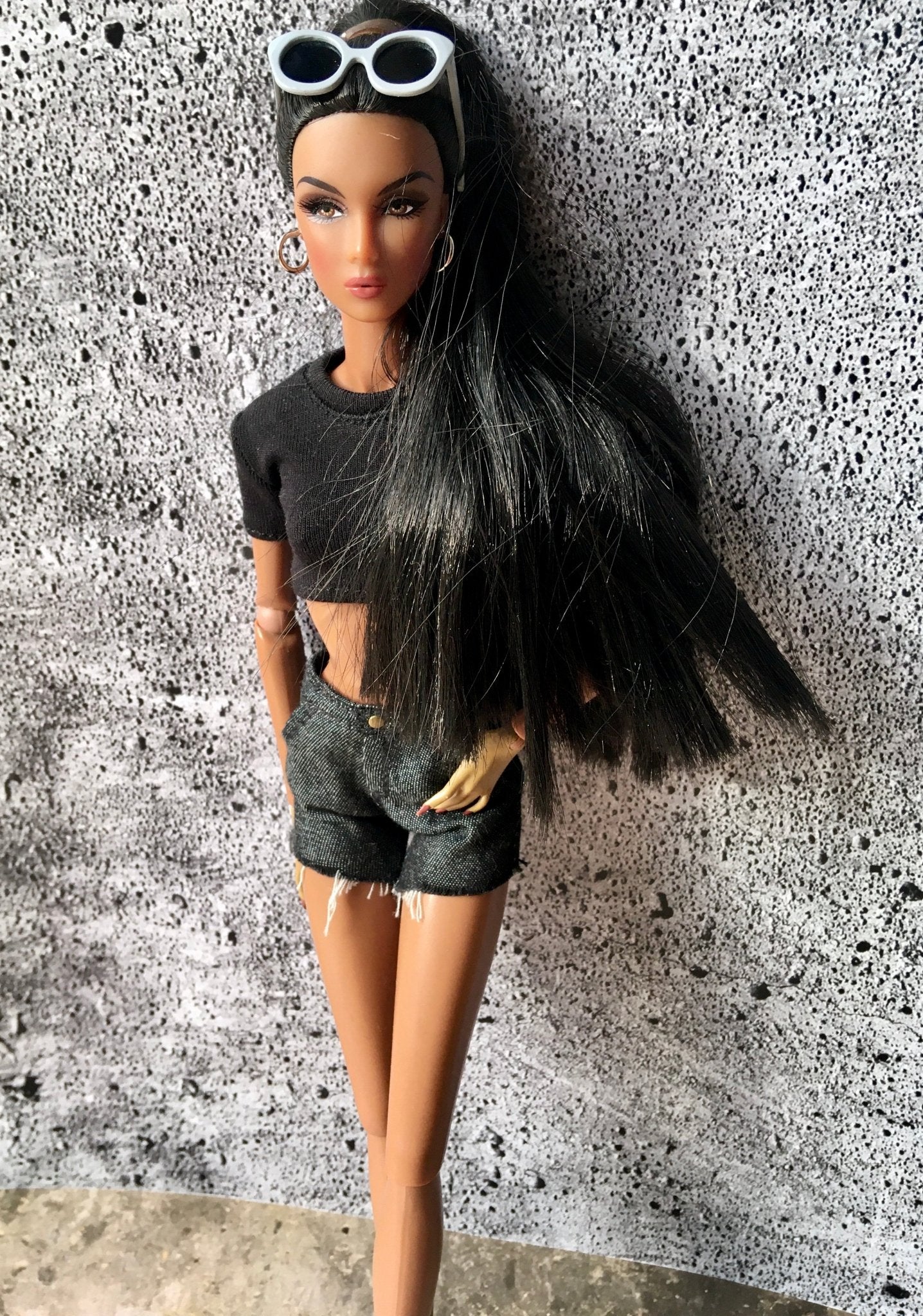 Ash Raw Hem Denim Shorts for NuFace Integrity Toys Doll 12.5"