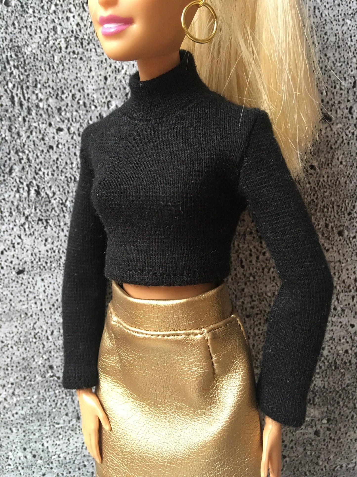 Snug Long Sleeve Turtleneck Crop Top for Doll 1/6-scale, 11.5 Inch, many colors