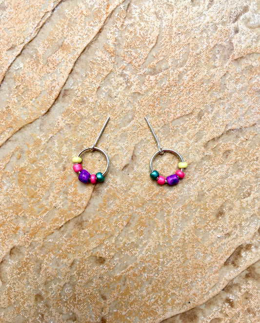 Boucles d’oreilles turquoise anneau perlé pour poupée 1/6-échelle