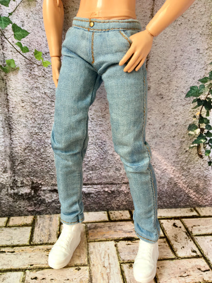 BQ‑SKY – Jean slim délavé pour poupées Ken 30 cm