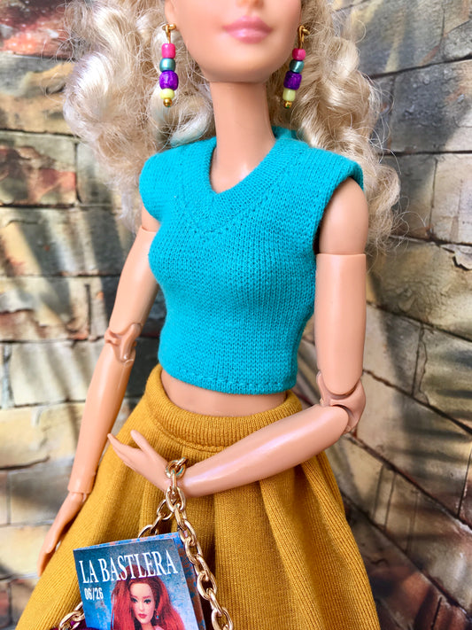 Sleek V-Neck Crop Top for Doll 1/6-scale, 11.5 Inch, many colors