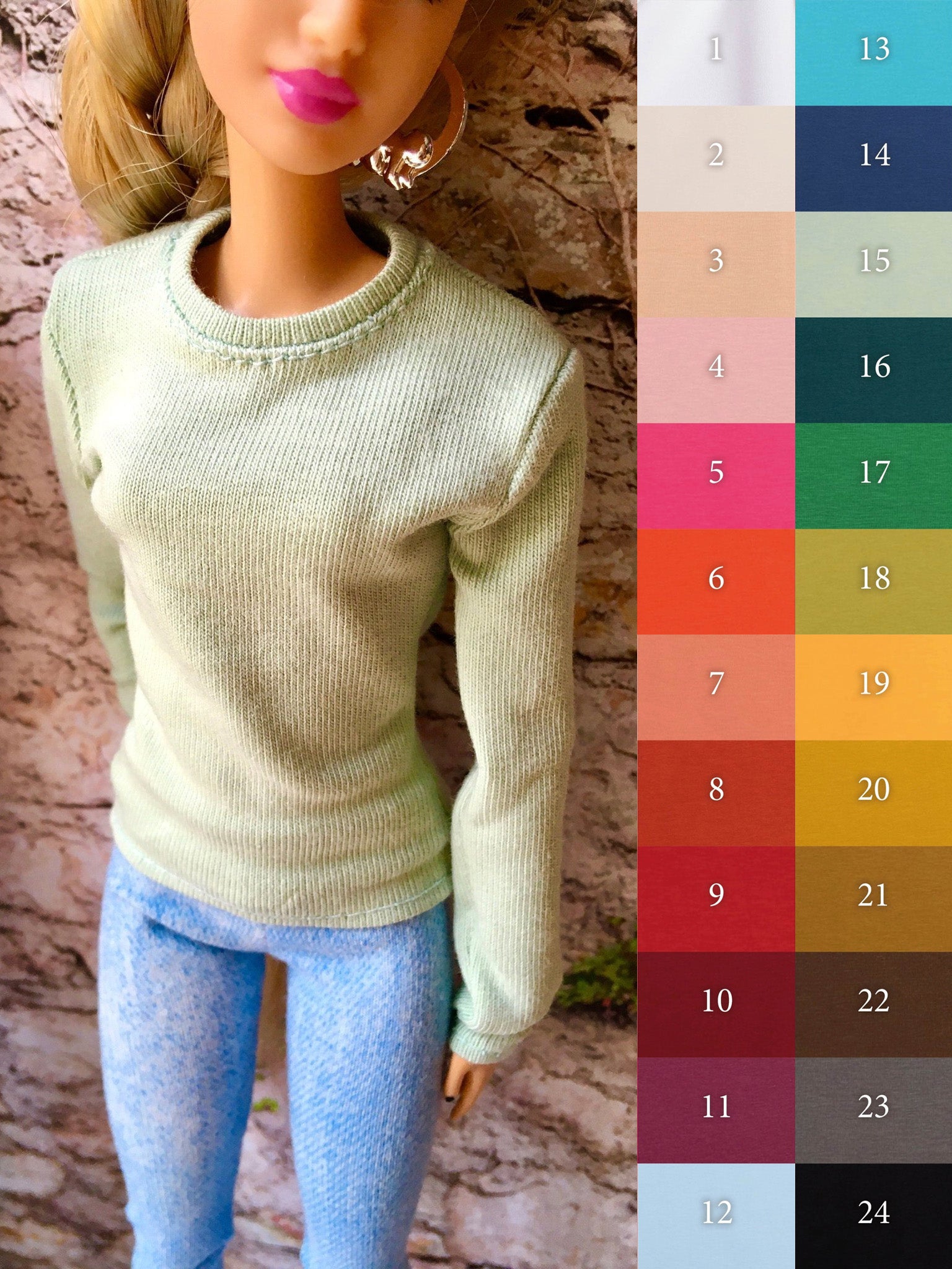Base Crew-neck T-shirt for Dolls 1/6-scale, 11.5 Inch