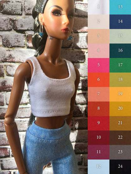 Power Crop Tank Top for NuFace/FR Integrity Toys Doll 12.5", many colors