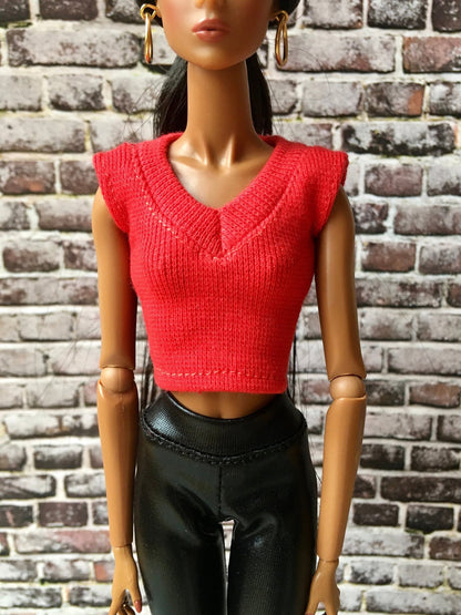 Sleek V-Neck Crop T-shirt for NuFace Integrity Toys Doll 12.5", many colors