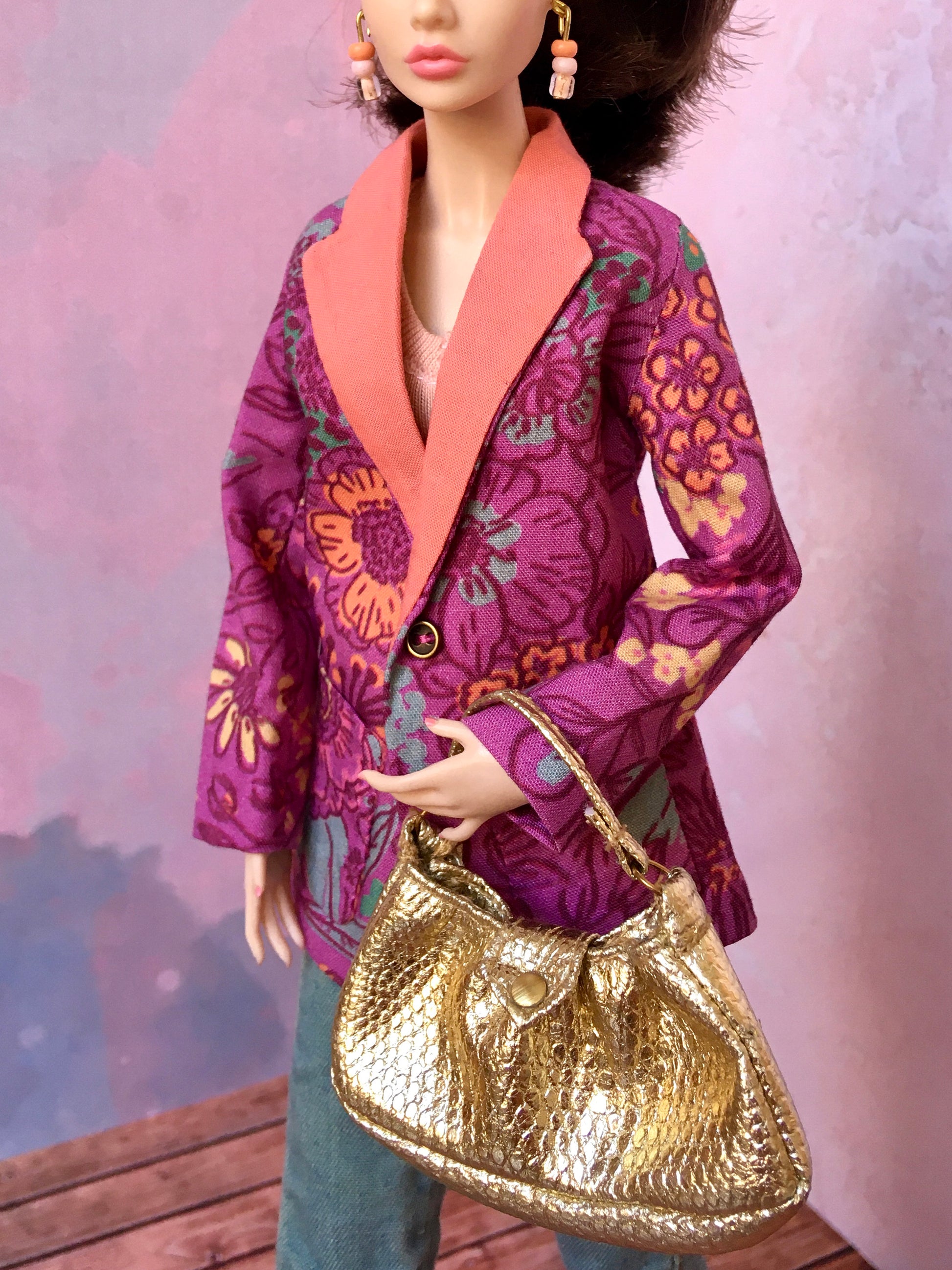 BQ-ALORA – Amaranth Floral Blazer for 12" 1/6 Scale Fashion Dolls