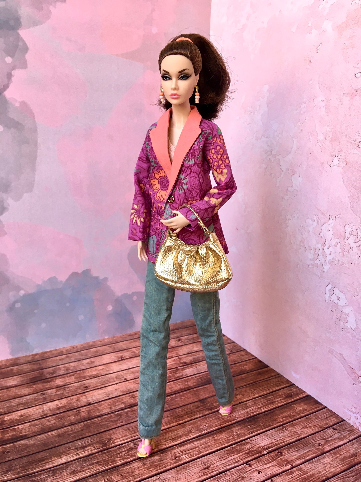 BQ-ALORA – Amaranth Floral Blazer for 12" 1/6 Scale Fashion Dolls