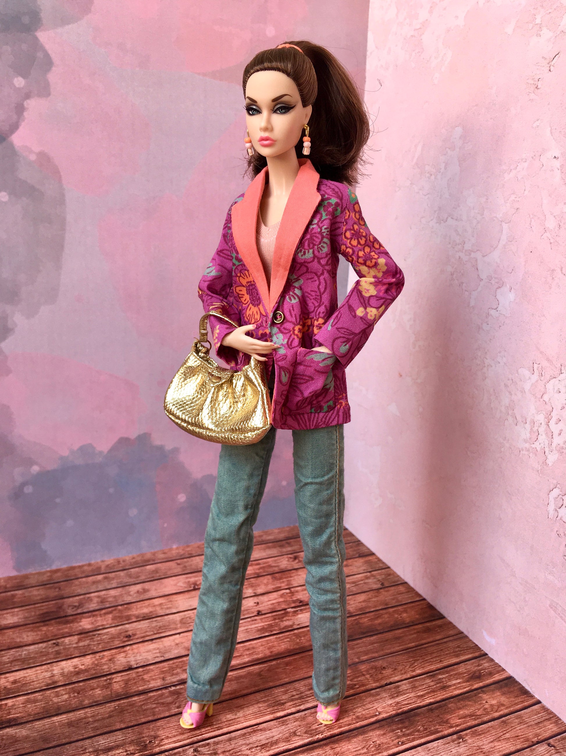 BQ-ALORA – Amaranth Floral Blazer for 12" 1/6 Scale Fashion Dolls