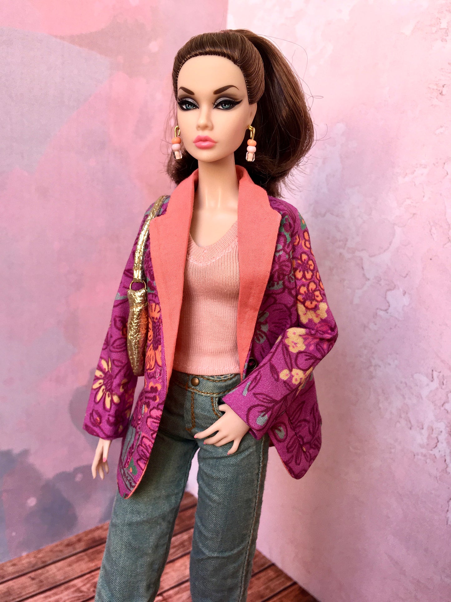 BQ-ALORA – Amaranth Floral Blazer for 12" 1/6 Scale Fashion Dolls