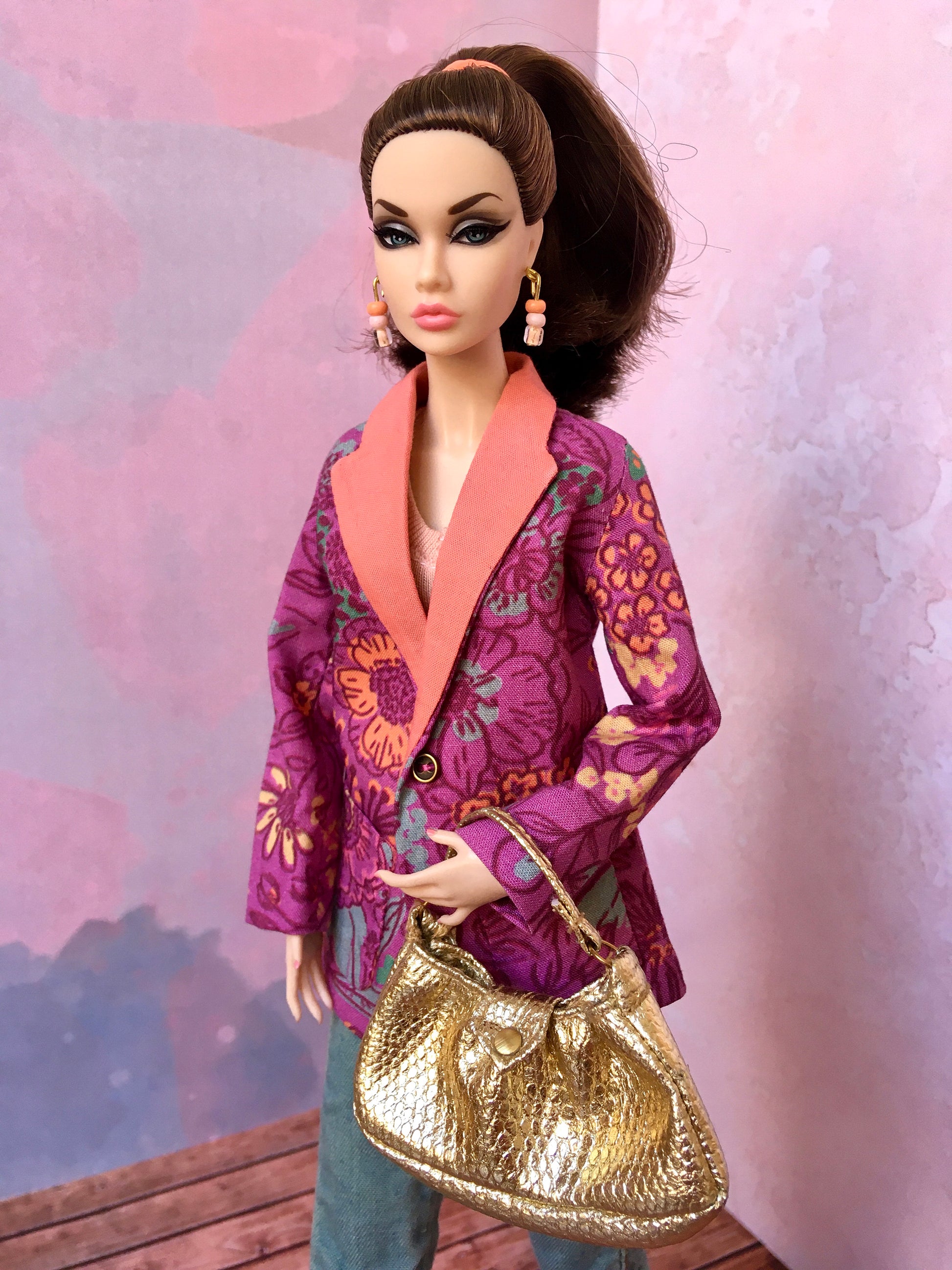 BQ-ALORA – Amaranth Floral Blazer for 12" 1/6 Scale Fashion Dolls