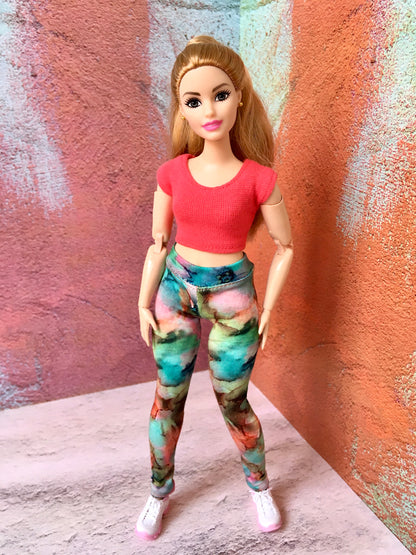 BQ‑SLATE – Graue Jeggings für Curvy-Puppen 28 cm