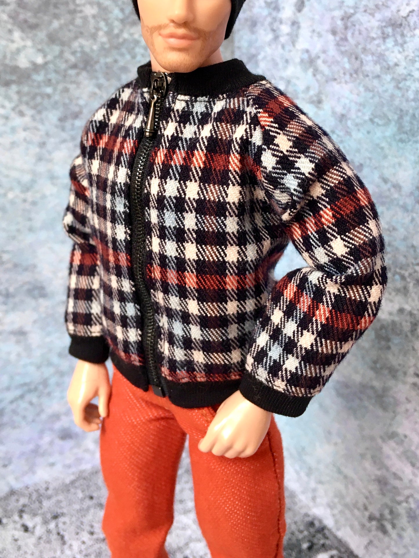 BQ-ARGYLE – Tartan-Plaid Bomber Jacket for 12" 1/6 Scale Ken Dolls