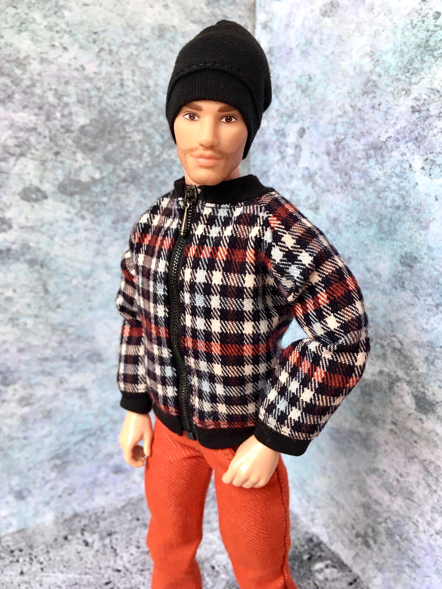 BQ-ARGYLE – Tartan-Plaid Bomber Jacket for 12" 1/6 Scale Ken Dolls