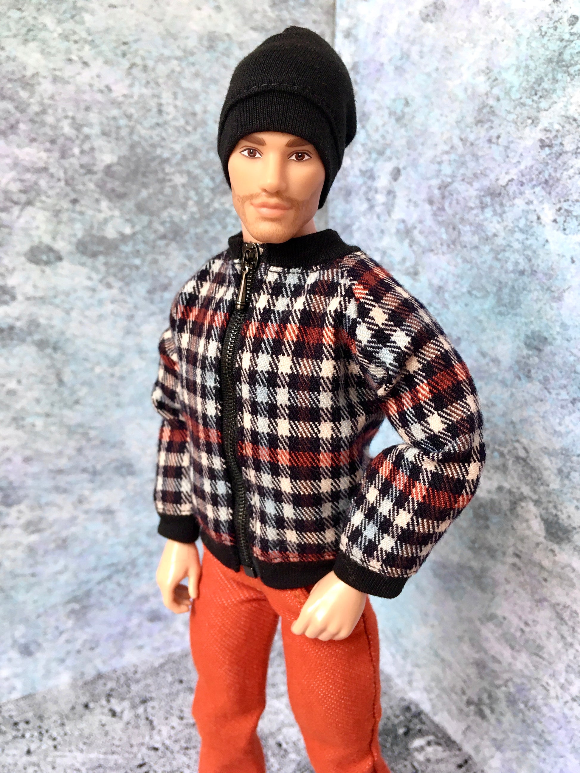 BQ-ARGYLE – Tartan-Plaid Bomber Jacket for 12" 1/6 Scale Ken Dolls