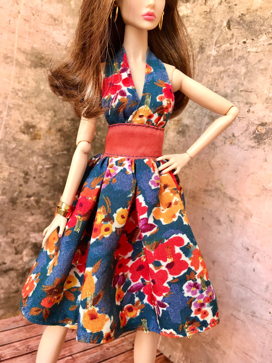 BQ‑AVENA – Flower Halter Dress with Full Skirt for 12" 1/6 Scale Fashion Dolls - www.bouutique.com