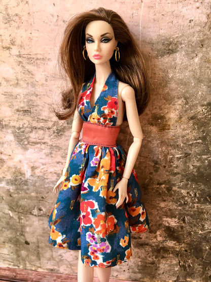BQ‑AVENA – Flower Halter Dress with Full Skirt for 12" 1/6 Scale Fashion Dolls - www.bouutique.com