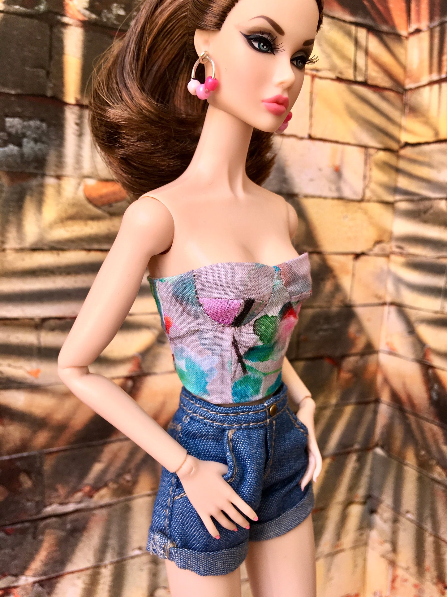BQ-AYLA - Roll-up Denim Shorts 12" 1/6 Scale Fashion Dolls - www.bouutique.com