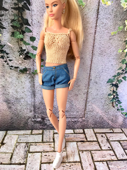 BQ-AYLA - Roll-up Denim Shorts for 11.5" 1/6 Scale Fashion Dolls - www.bouutique.com