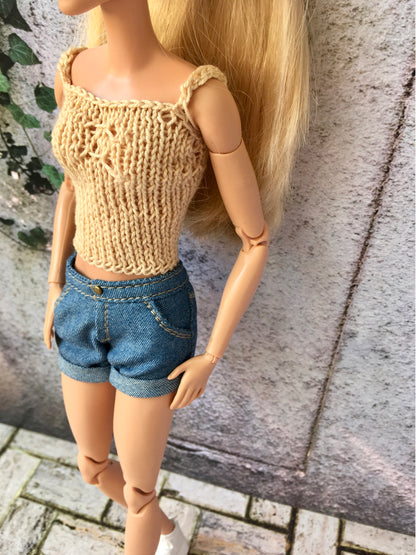 BQ-AYLA - Roll-up Denim Shorts for 11.5" 1/6 Scale Fashion Dolls - www.bouutique.com