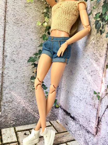 BQ-AYLA - Roll-up Denim Shorts for 11.5" 1/6 Scale Fashion Dolls - www.bouutique.com