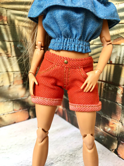 BQ-AYMI – Roll-up Stretch Denim Shorts for 11.5" 1/6 Scale Fashion Dolls - www.bouutique.com