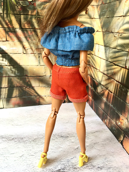 BQ-AYMI – Roll-up Stretch Denim Shorts for 11.5" 1/6 Scale Fashion Dolls - www.bouutique.com