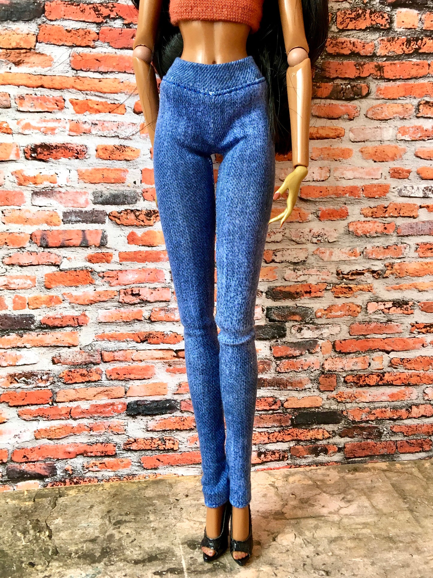 BQ-AZURE – Slim Blue Stretch Jeggings for 12.5" Fashion Dolls - www.bouutique.com