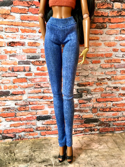 BQ-AZURE – Slim Blue Stretch Jeggings for 12.5" Fashion Dolls - www.bouutique.com