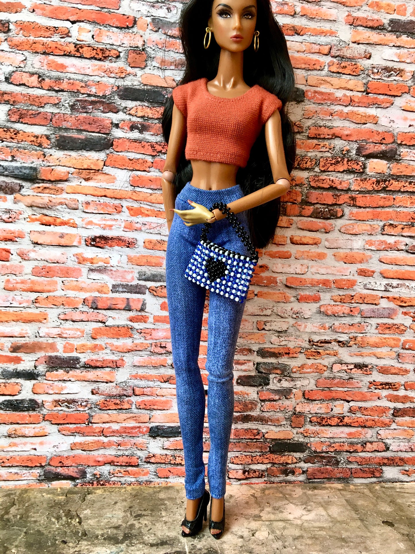 BQ-AZURE – Slim Blue Stretch Jeggings for 12.5" Fashion Dolls - www.bouutique.com