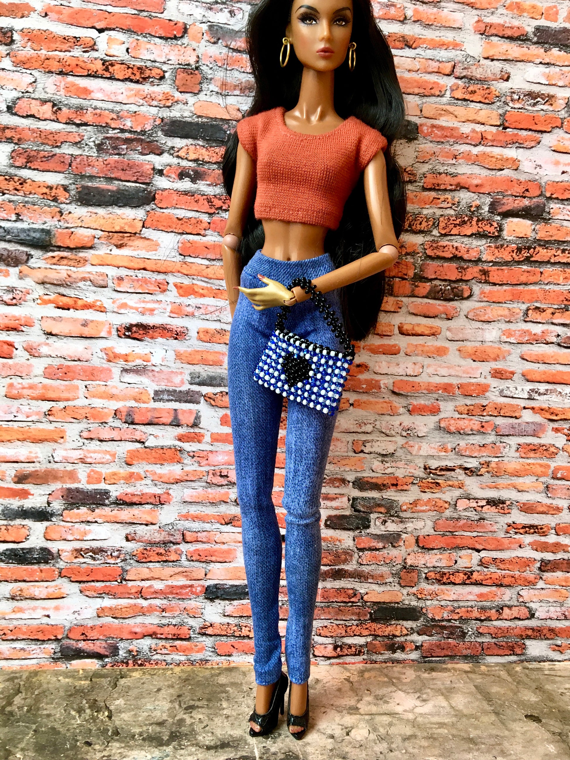 BQ-AZURE – Slim Blue Stretch Jeggings for 12.5" Fashion Dolls - www.bouutique.com