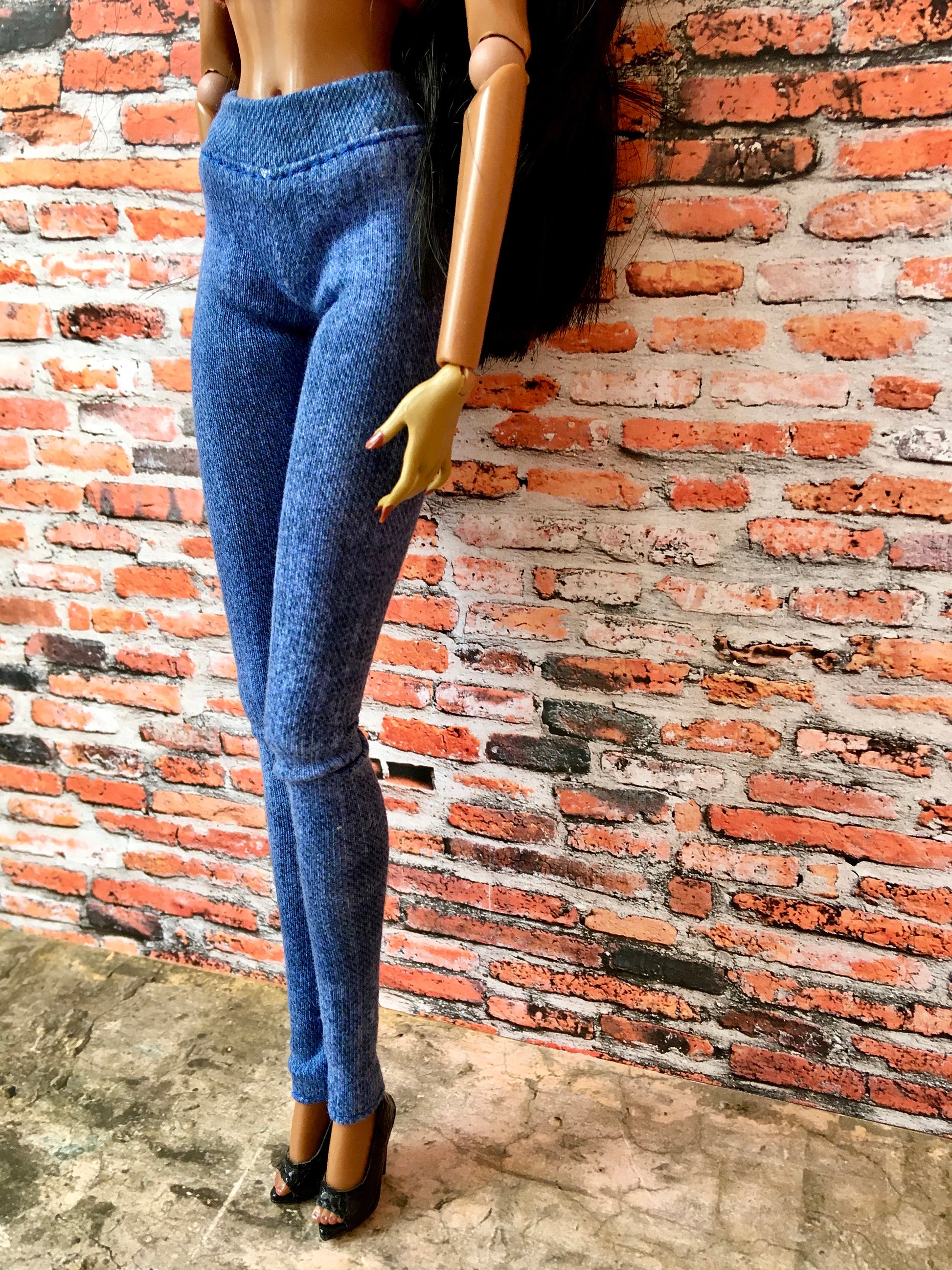 BQ-AZURE – Slim Blue Stretch Jeggings for 12.5" Fashion Dolls - www.bouutique.com