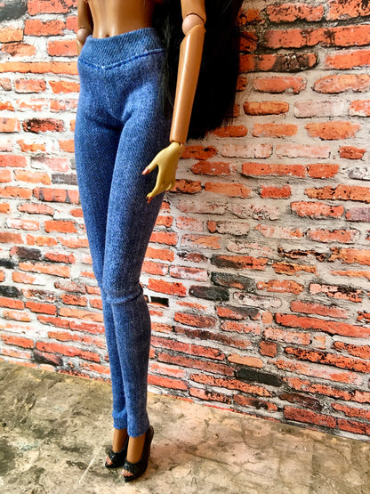 BQ-AZURE – Slim Blue Stretch Jeggings for 12.5" Fashion Dolls - www.bouutique.com