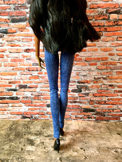 BQ-AZURE – Slim Blue Stretch Jeggings for 12.5" Fashion Dolls - www.bouutique.com