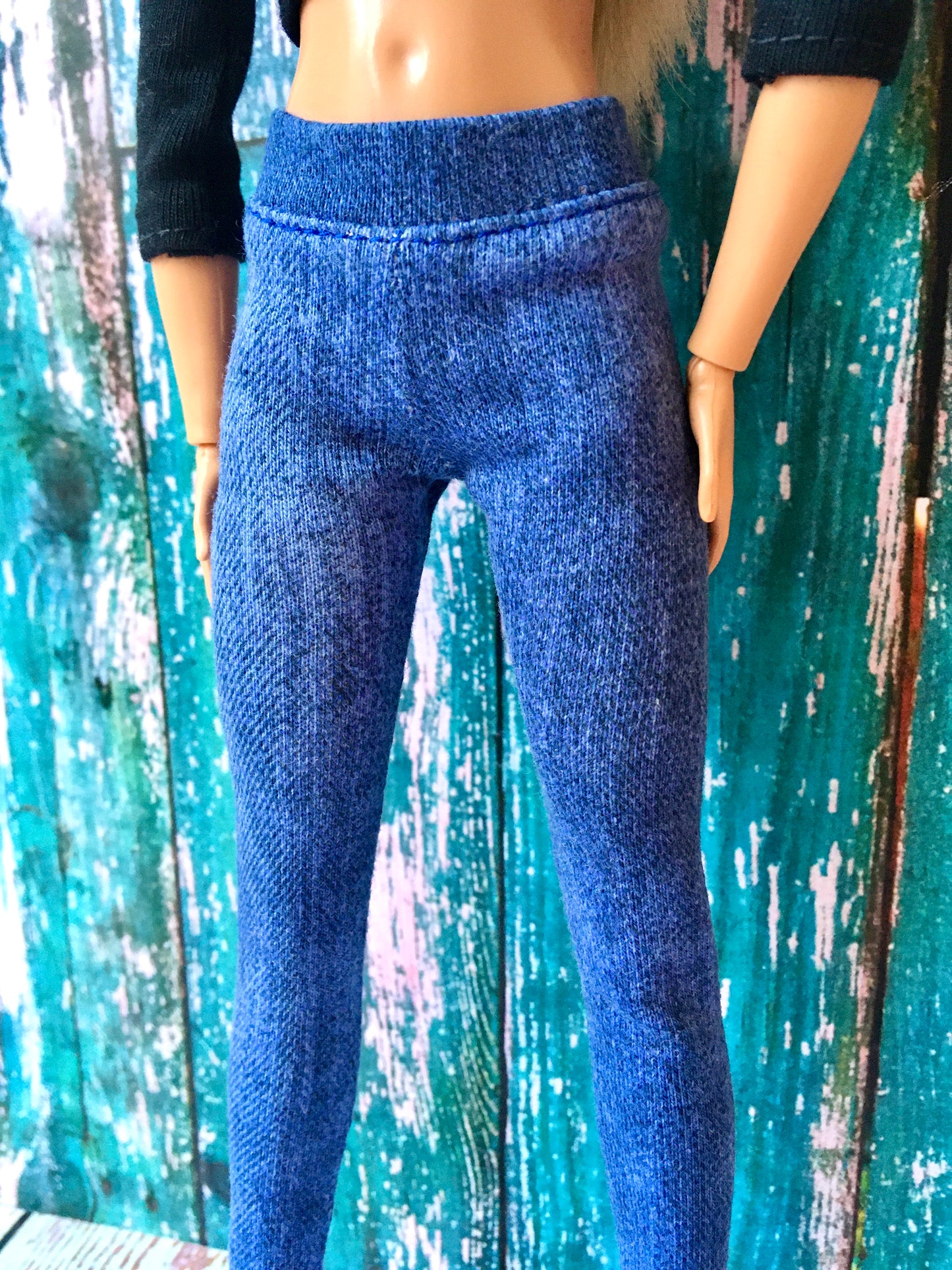 BQ-AZURE – Slim Blue Stretch Jeggings for 11.5" Fashion Dolls - www.bouutique.com