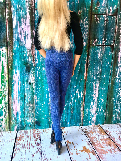 BQ-AZURE – Slim Blue Stretch Jeggings for 11.5" Fashion Dolls - www.bouutique.com