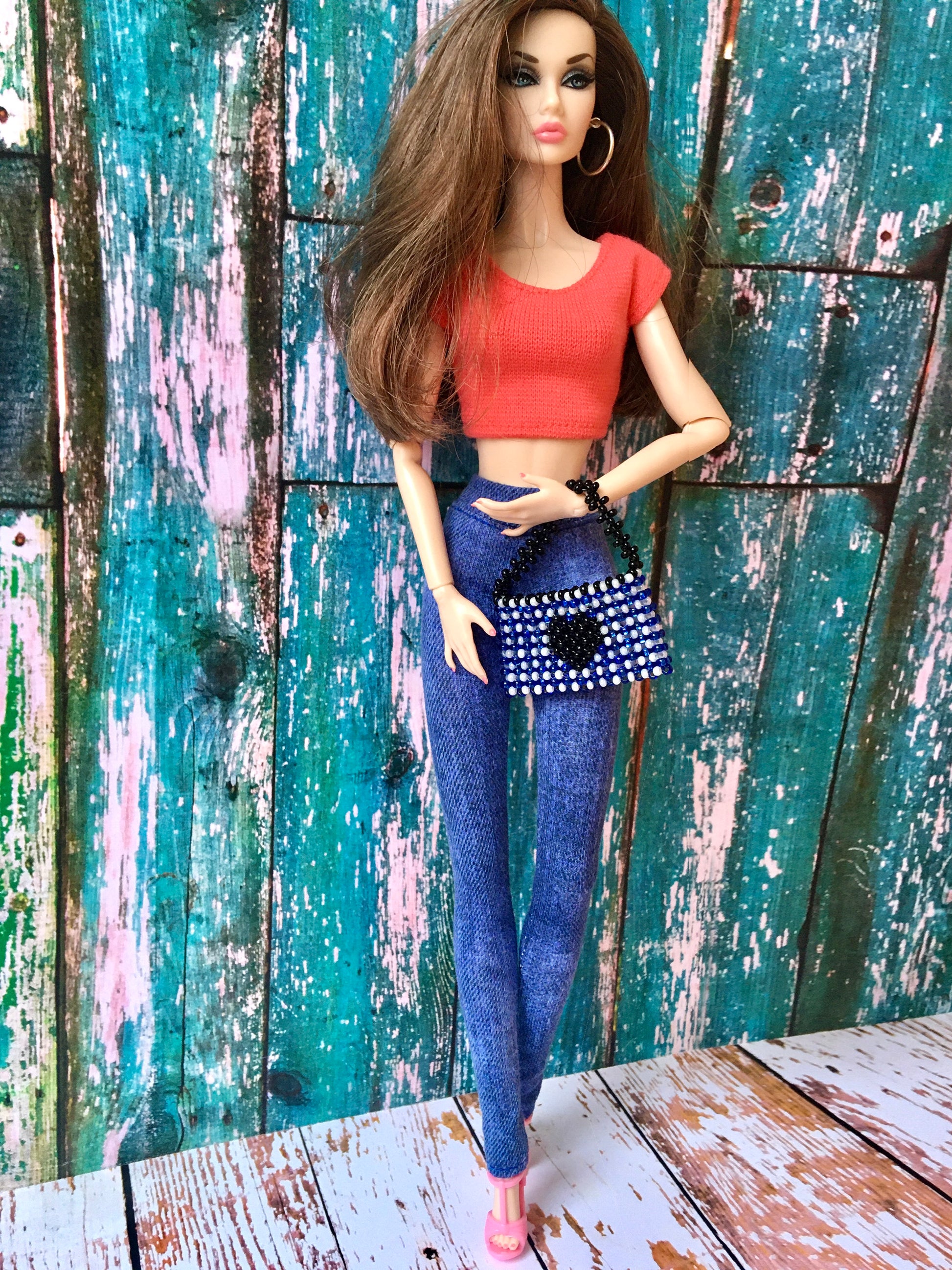 BQ-AZURE – Slim Blue Stretch Jeggings for 12" 1/6 Scale Fashion Dolls - www.bouutique.com