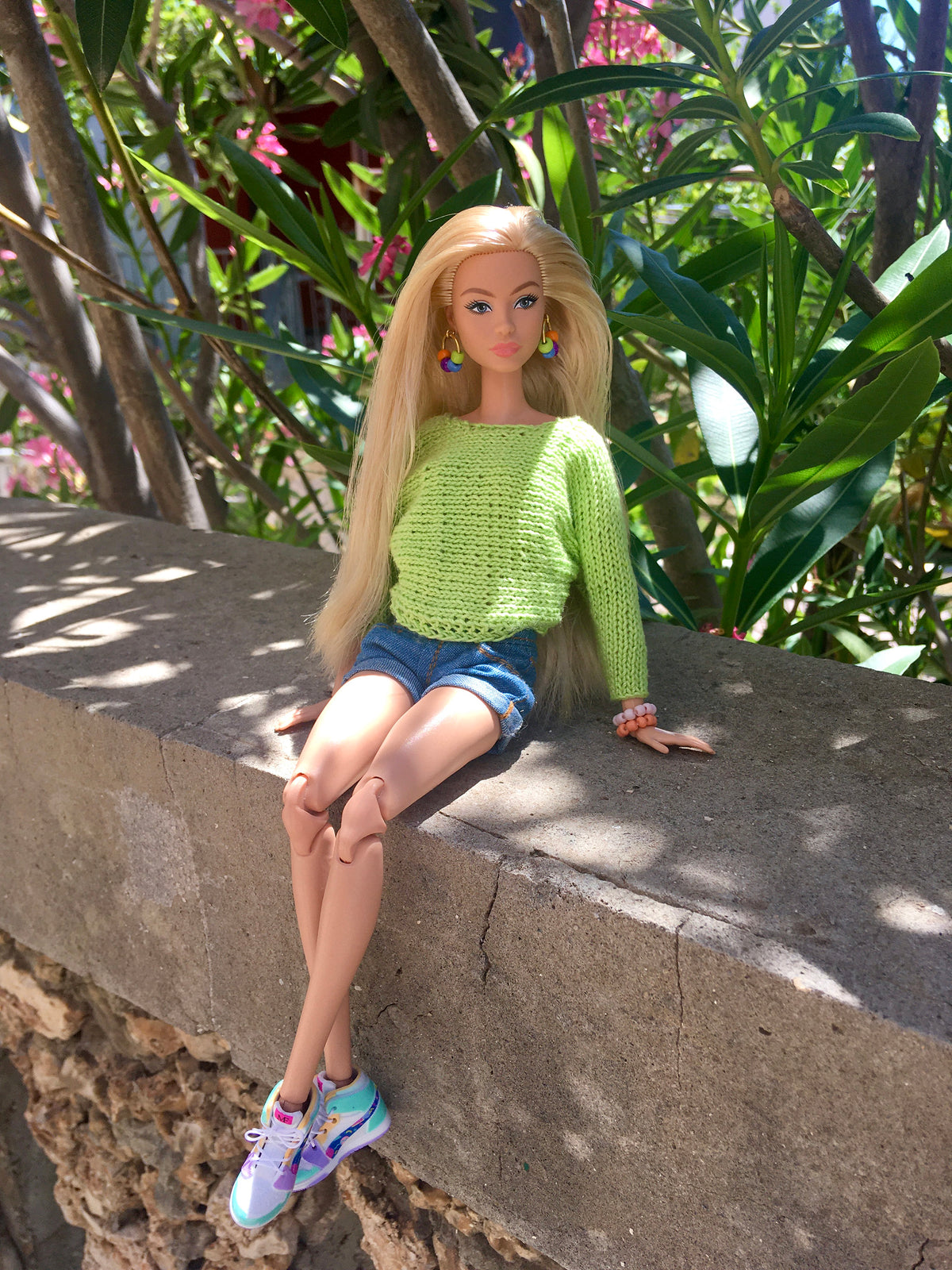 BQ-BREEZE – Soft Lime Knit Batwing Sleeve Sweater for 11.5" 1/6 Scale Fashion Dolls
