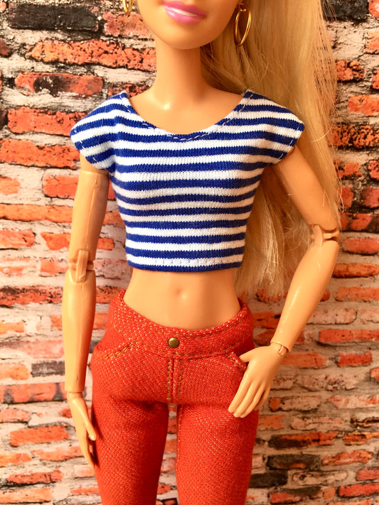 BQ-CALY – Striped Crop T-shirt for 11.5" 1/6 Scale Dolls - www.bouutique.com
