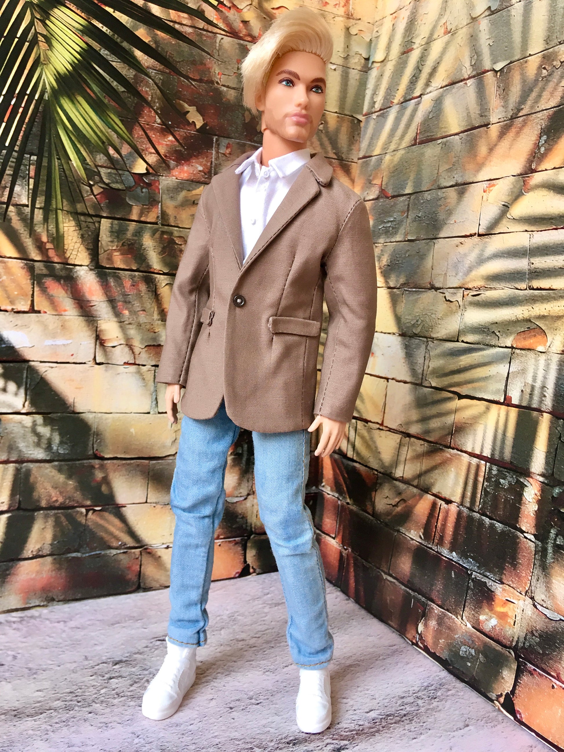 BQ-CHELTON – Beige Cotton Blazer for 12" 1/6 Scale Ken Dolls - www.bouutique.com